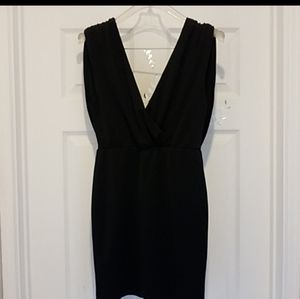 Black Double V Neck Cocktail  Dress, Size XS